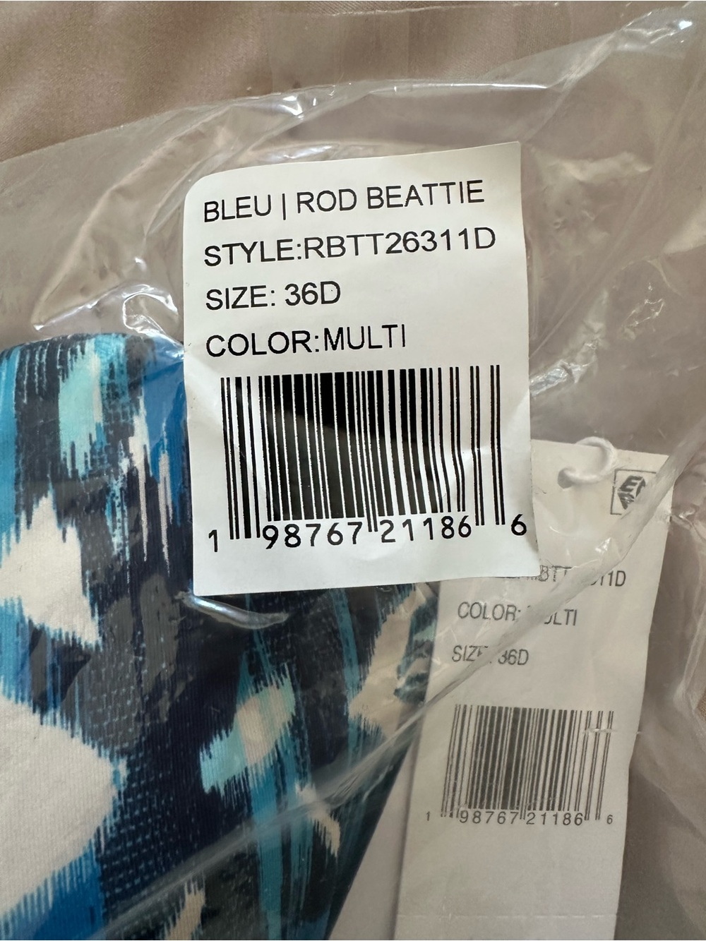 Blue Rod Beattie Blue Tropical Print, Turning Tides Swim Top, Size 36D, NWT - Picture 4 of 8